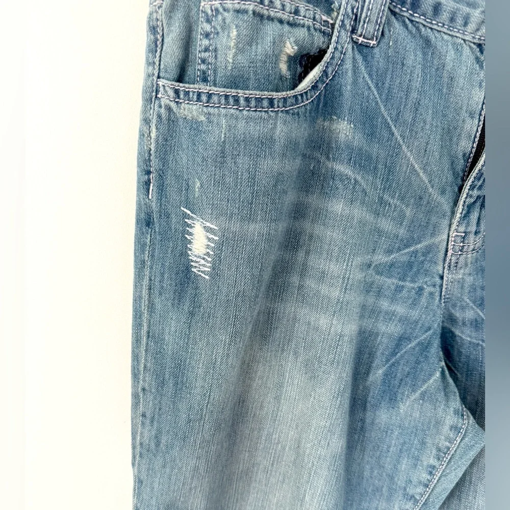 Gap Denim Jeans Boyfriend Pants Girls distressed Capri adjustable Waist 14 Plus